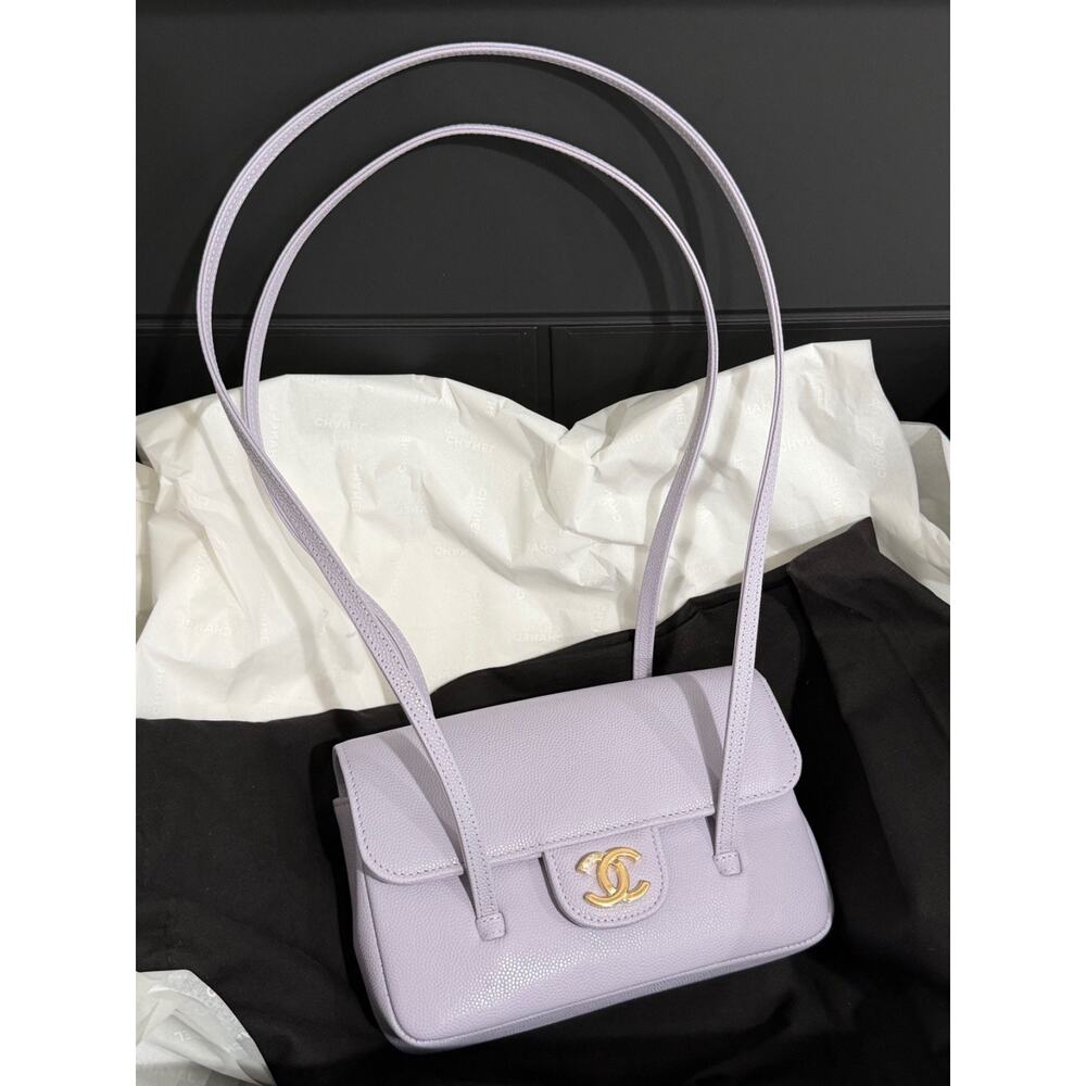 Chanel 26S Preppy Coco Mini Purple Caviar Leather Gold CC Logo Shoulder Bag - Picture 2 of 16